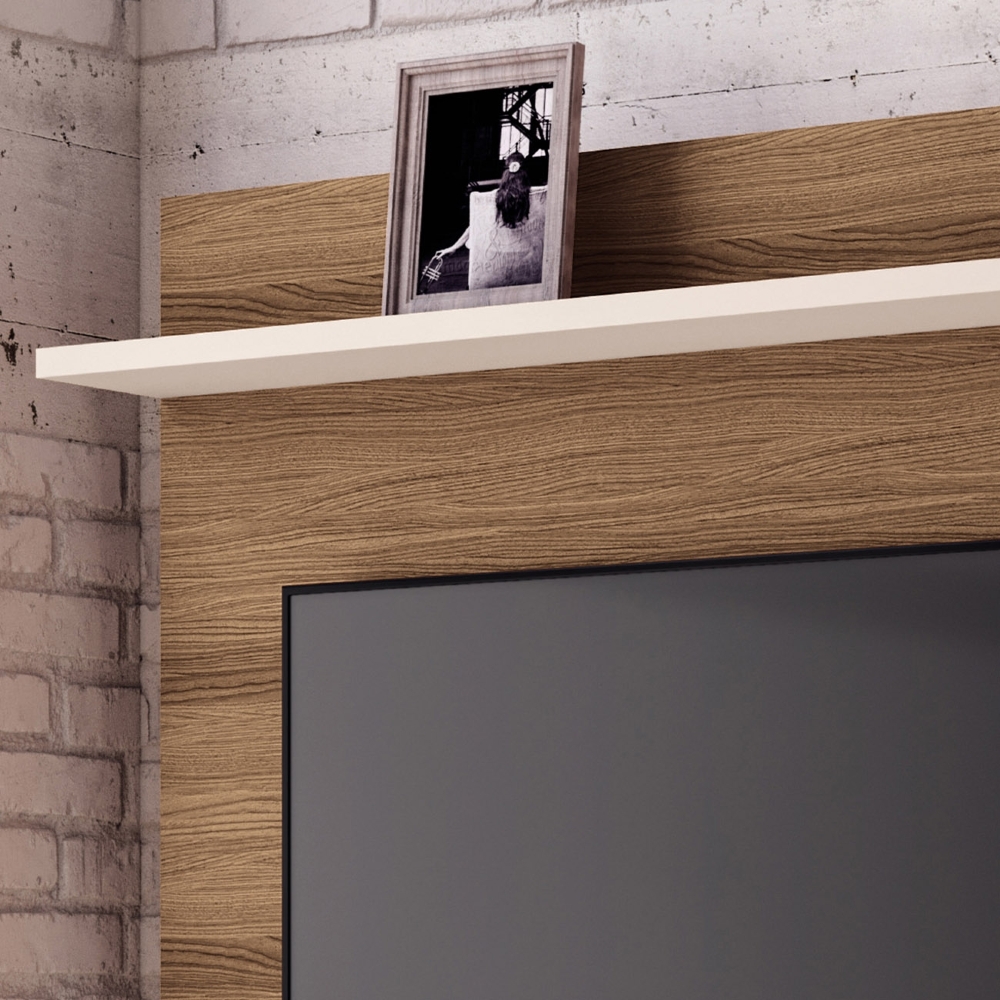 Estante Painel TV 70 Pol 200cm com LED Virtus Castanho/Off - HB Móveis