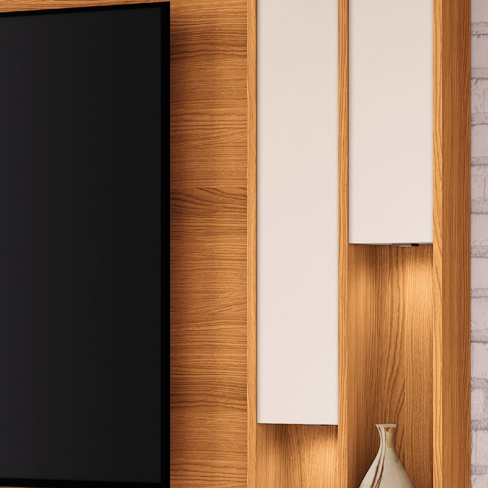 Estante Painel TV 70 Pol 200cm com LED Virtus Cinamomo/Off - HB Móveis