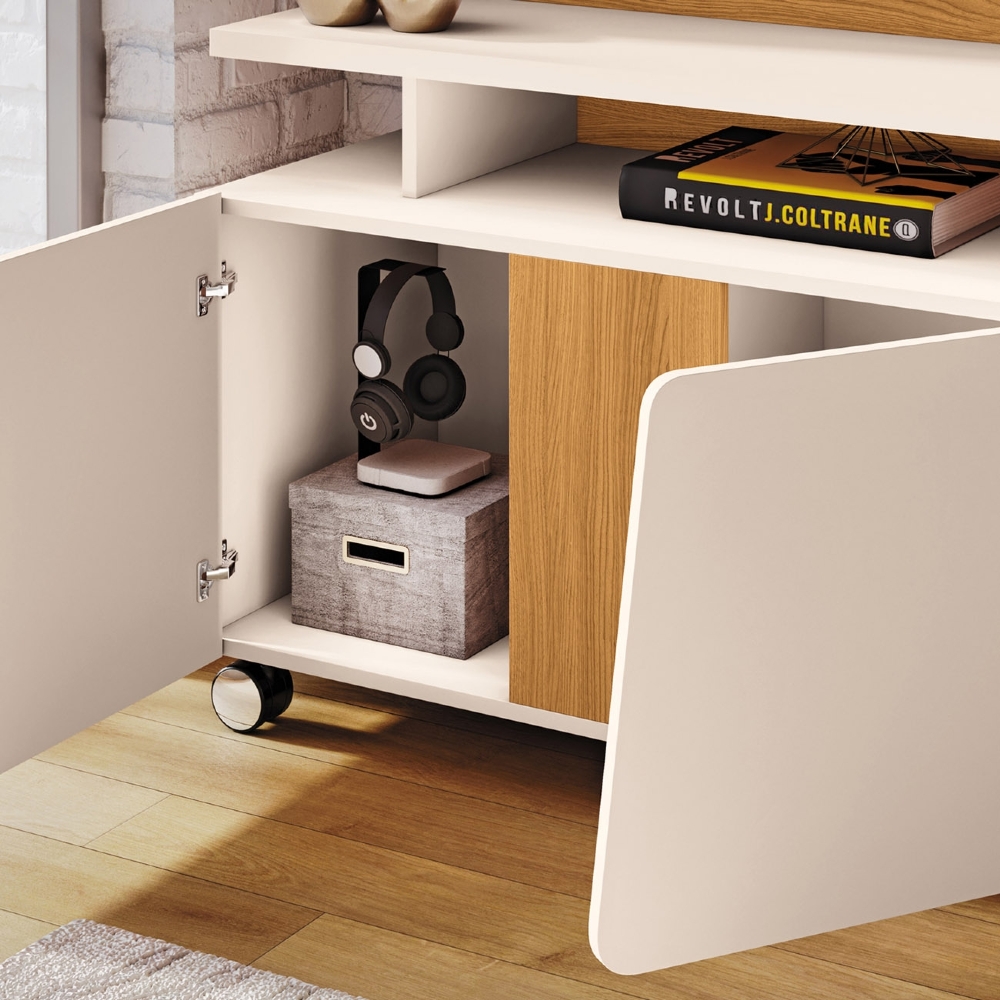 Estante Painel TV 70 Pol 200cm com LED Virtus Cinamomo/Off - HB Móveis