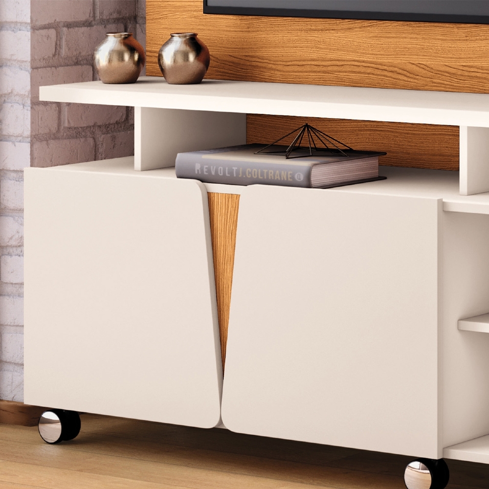 Estante Painel TV 70 Pol 200cm com LED Virtus Cinamomo/Off - HB Móveis