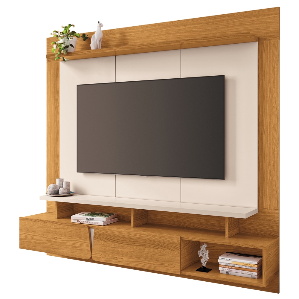 Painel TV 65 Pol 160cm Bancada Suspensa Pietro Cinamomo/Off H01 - Mpozenato