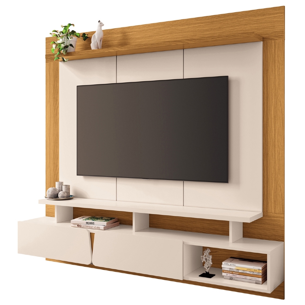 Painel TV 65 Pol 160cm Bancada Suspensa Pietro Off/Cinamomo H01 - Mpozenato