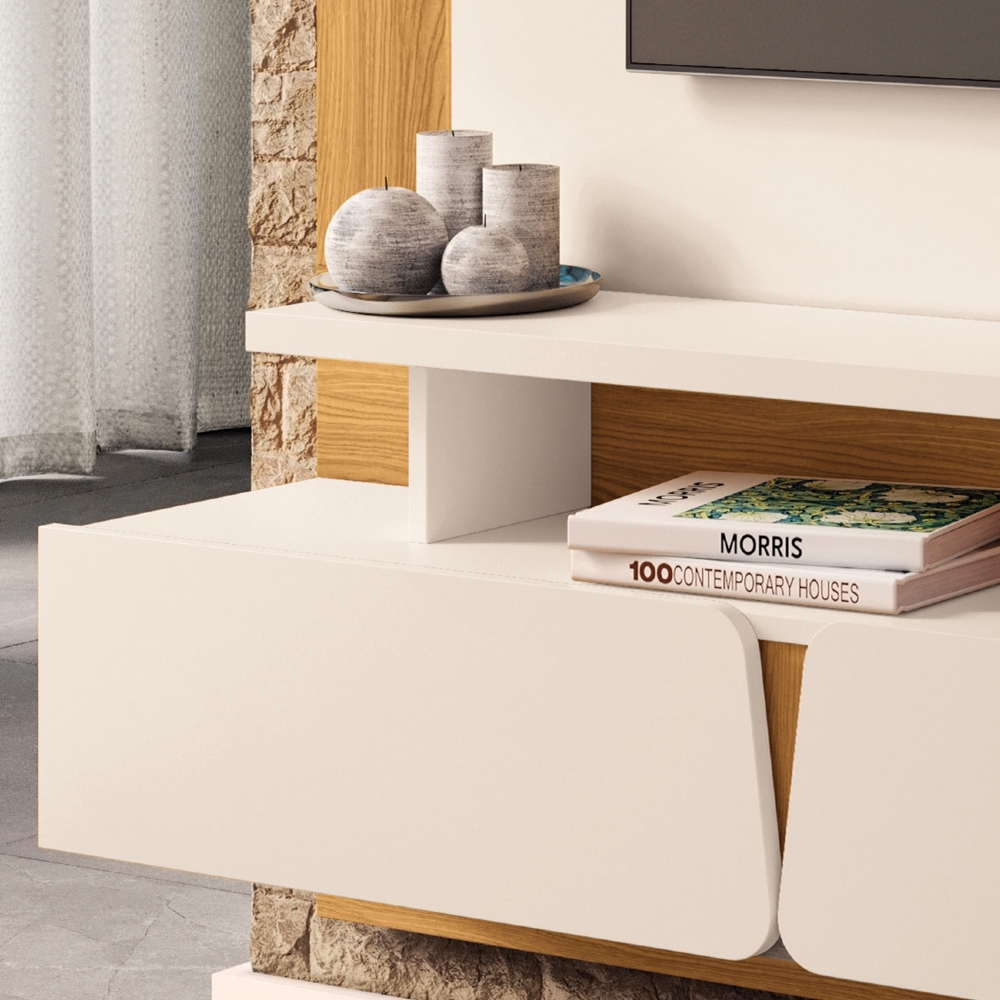 Painel TV 65 Pol 160cm Bancada Suspensa Pietro Off/Cinamomo H01 - Mpozenato