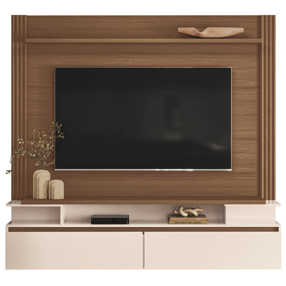 Painel TV 65 Pol 181cm Bancada Suspensa Walle Castanho/Off H01 - Mpozenato