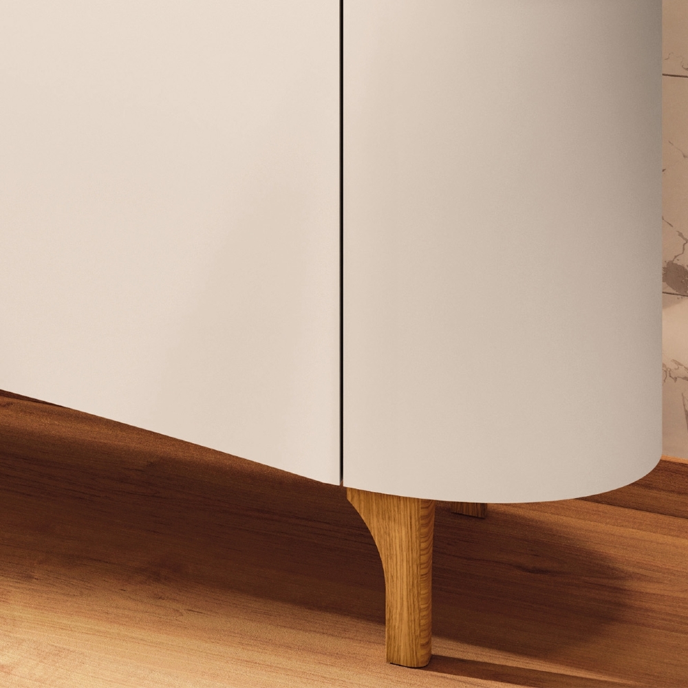 Rack Bancada TV 80 Pol 201cm Desing Orgânico Elara Off/Cinamomo - HB Móveis