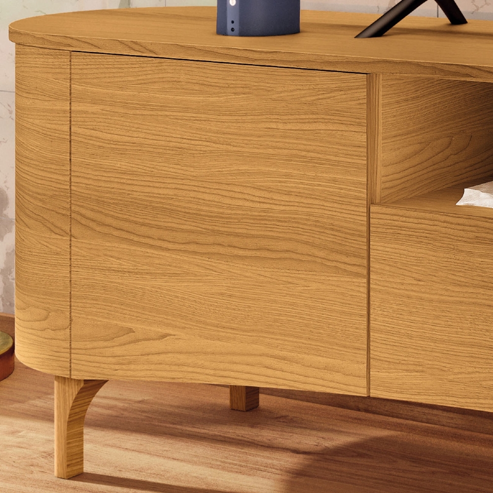 Rack Bancada TV 80 Pol 201cm Desing Orgânico Yang Cinamomo H01 - Mpozenato