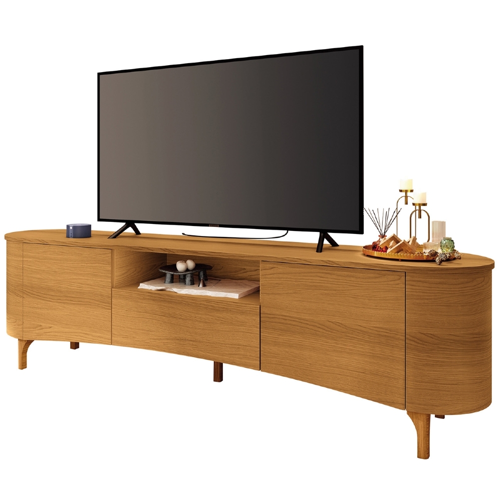 Rack Bancada TV 80 Pol 201cm Desing Orgânico Yang Cinamomo H01 - Mpozenato