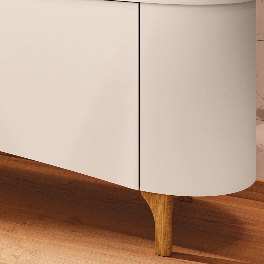 Rack Bancada TV 80 Pol 201cm Desing Orgânico Yang Off/Champanhe H01 - Mpozenato