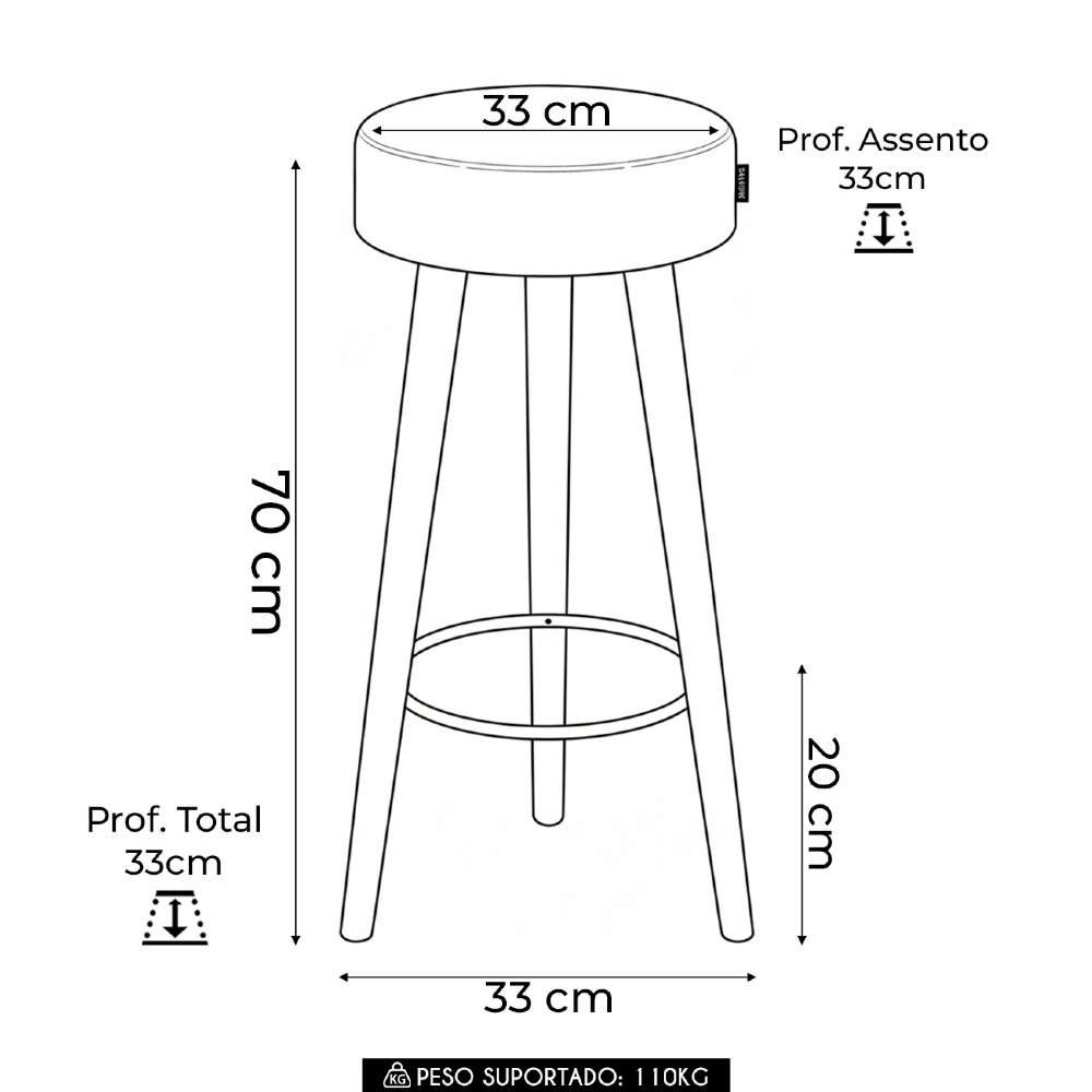 Banqueta Alta Estofada Pés Palito Kit 4 Hong Sintético Verde S08 - Mpozenato