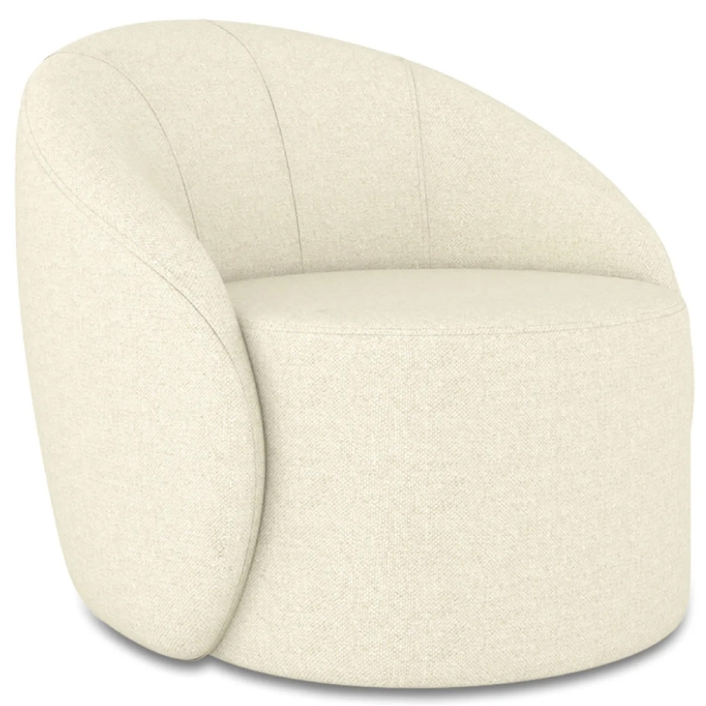 Poltrona Sala Decorativa Redonda 91cm Steve Linho Bege  I01  - Mpozenato