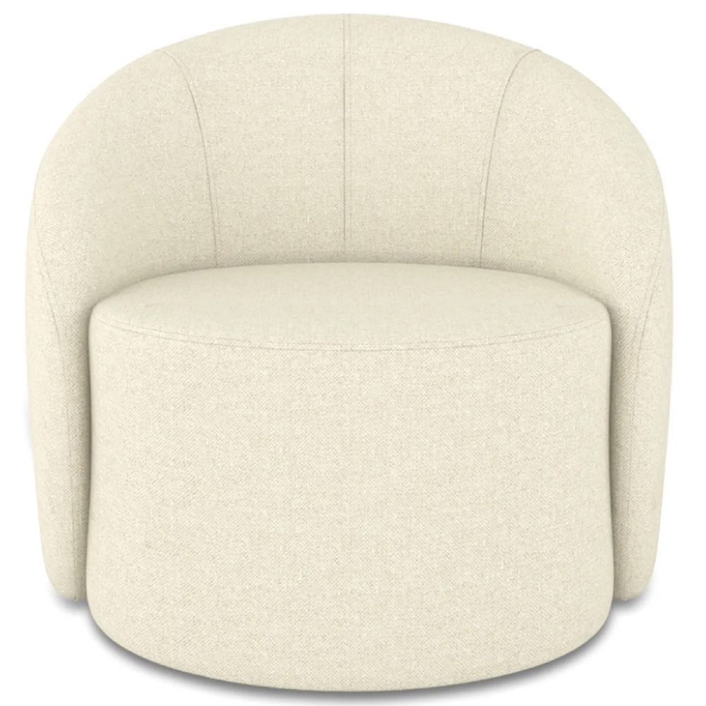 Poltrona Sala Decorativa Redonda 91cm Steve Linho Bege  I01  - Mpozenato