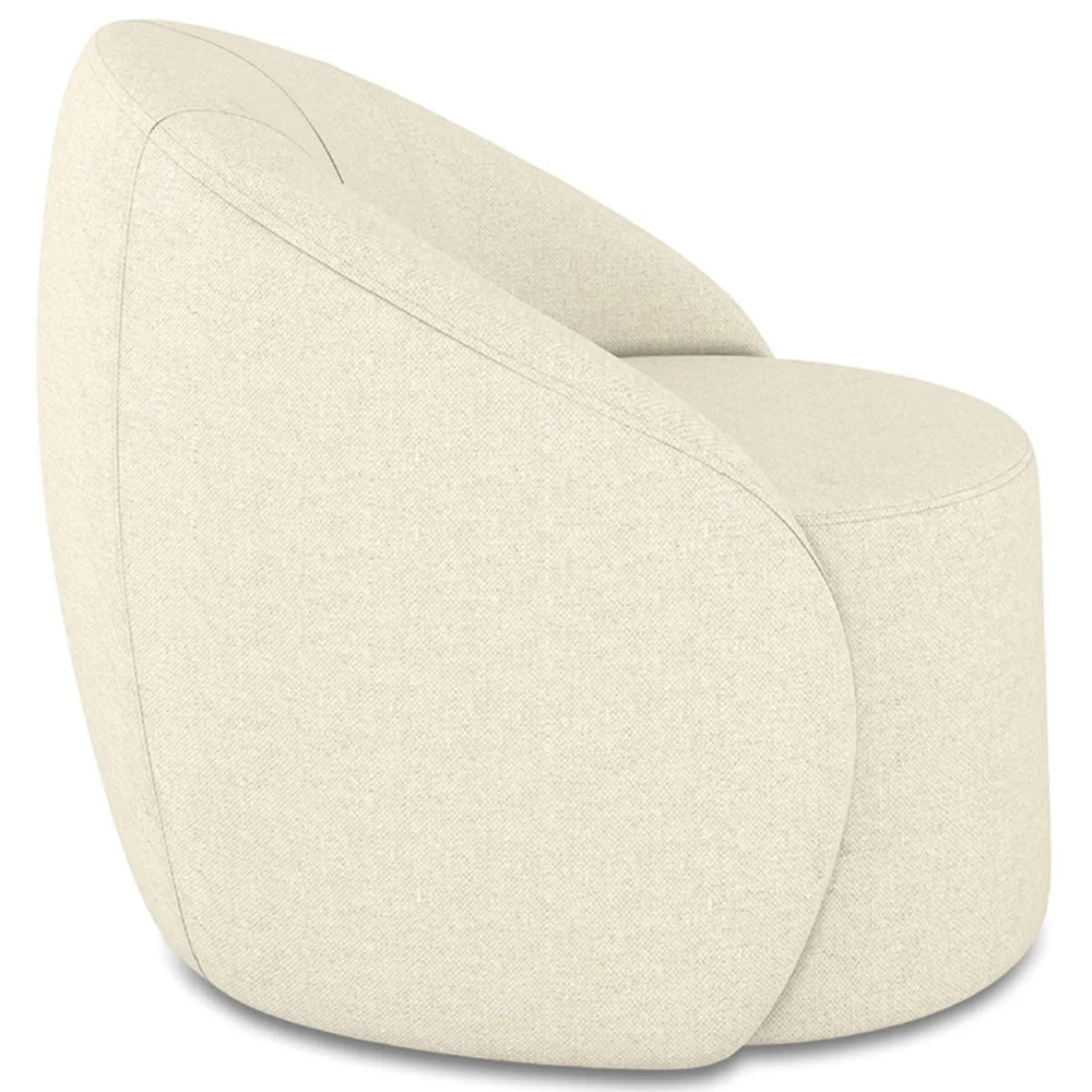 Poltrona Sala Decorativa Redonda 91cm Steve Linho Bege  I01  - Mpozenato