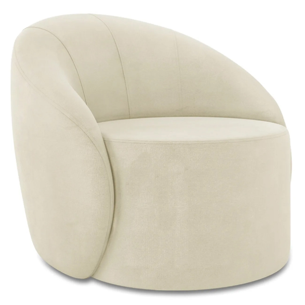 Poltrona Sala Decorativa Redonda 91cm Steve Suede Bege  I01  - Mpozenato