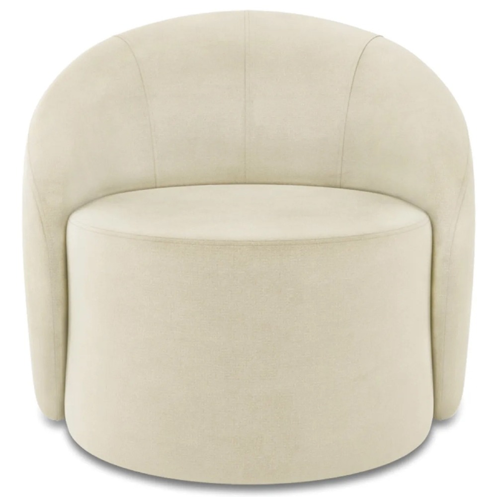 Poltrona Sala Decorativa Redonda 91cm Steve Suede Bege  I01  - Mpozenato