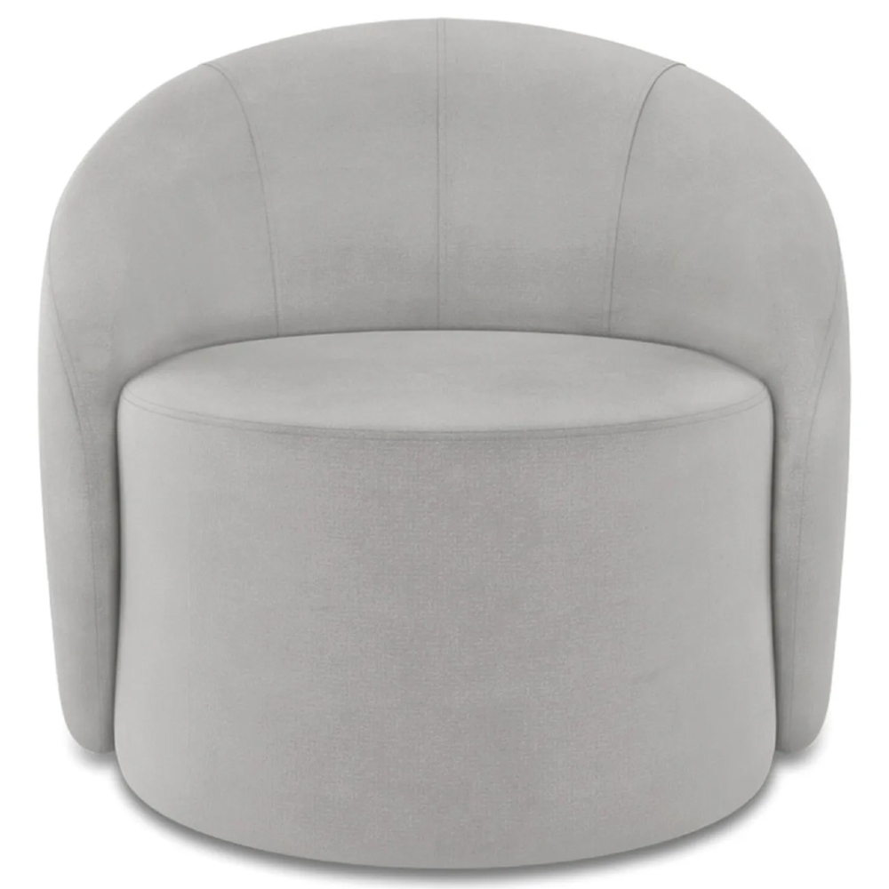 Poltrona Sala Giratória Redonda 91cm Steve Suede Cinza  I01  - Mpozenato