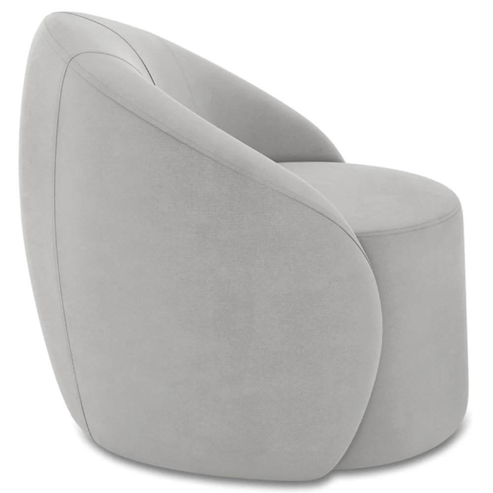 Poltrona Sala Giratória Redonda 91cm Steve Suede Cinza  I01  - Mpozenato