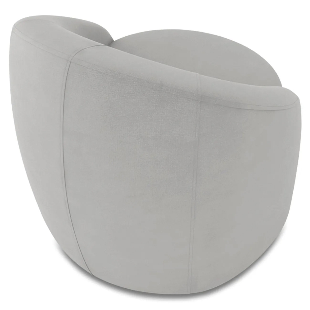 Poltrona Sala Giratória Redonda 91cm Steve Suede Cinza  I01  - Mpozenato