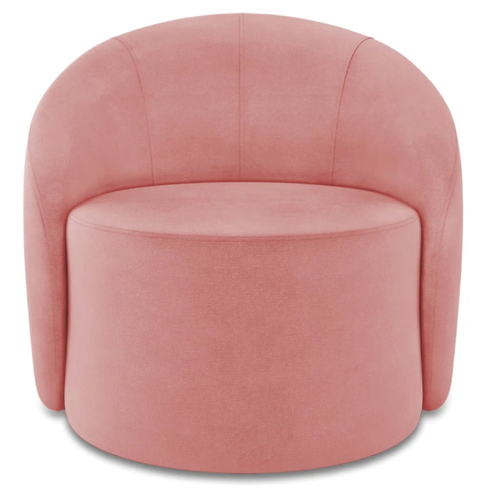Poltrona Sala Decorativa Redonda 91cm Steve Suede Rosê  I01  - Mpozenato