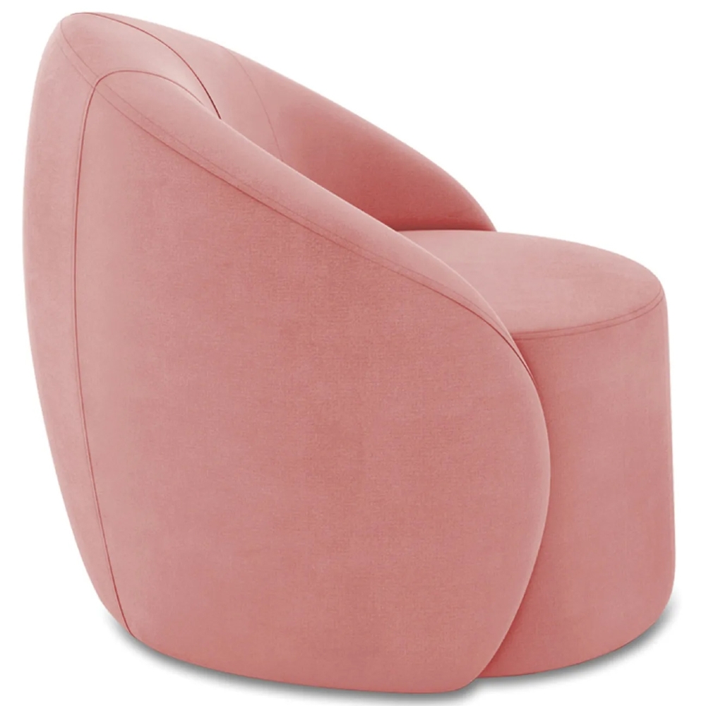 Poltrona Sala Decorativa Redonda 91cm Steve Suede Rosê  I01  - Mpozenato