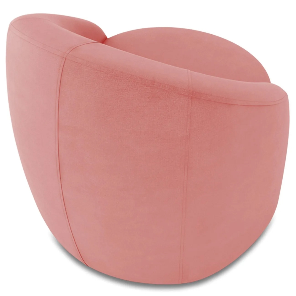 Poltrona Sala Decorativa Redonda 91cm Steve Suede Rosê  I01  - Mpozenato