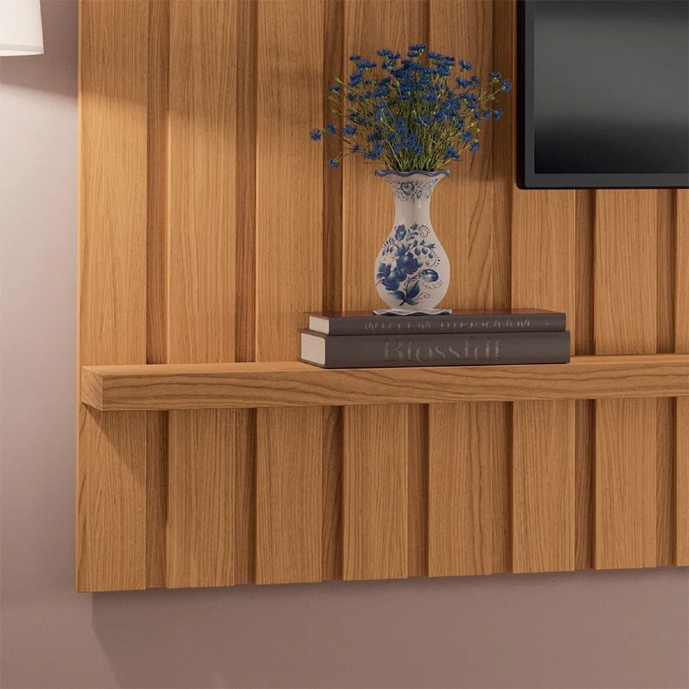 Painel TV 70 Pol Link 2.0 e Rack Bancada Essenza Off/Cinamomo - HB Móveis