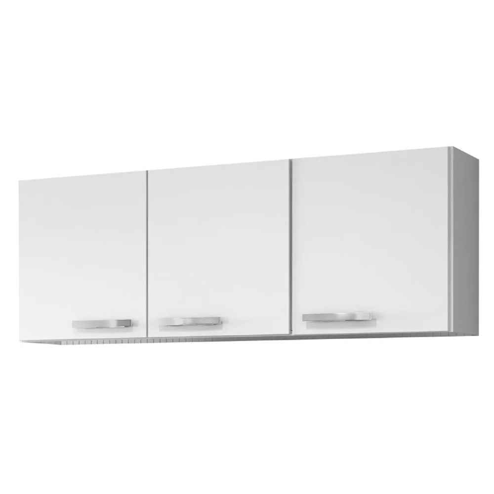 Armário Aéreo Parma 150cm 3 Portas Branco - Lumil Móveis