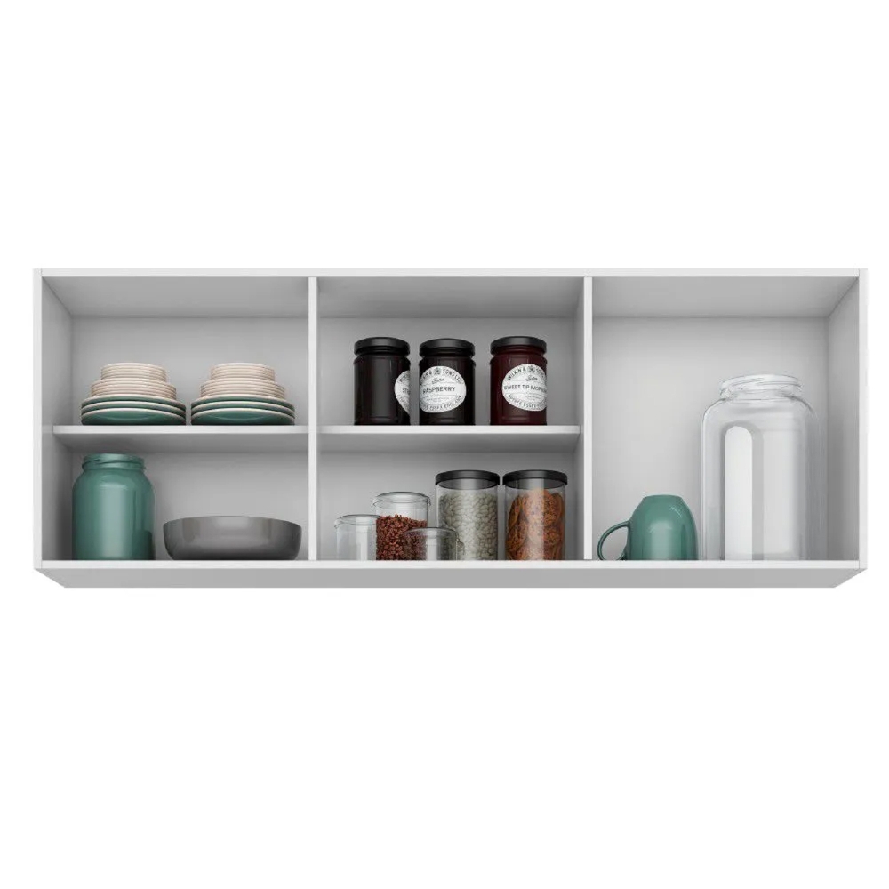 Armário Aéreo Parma 150cm 3 Portas Branco - Lumil Móveis