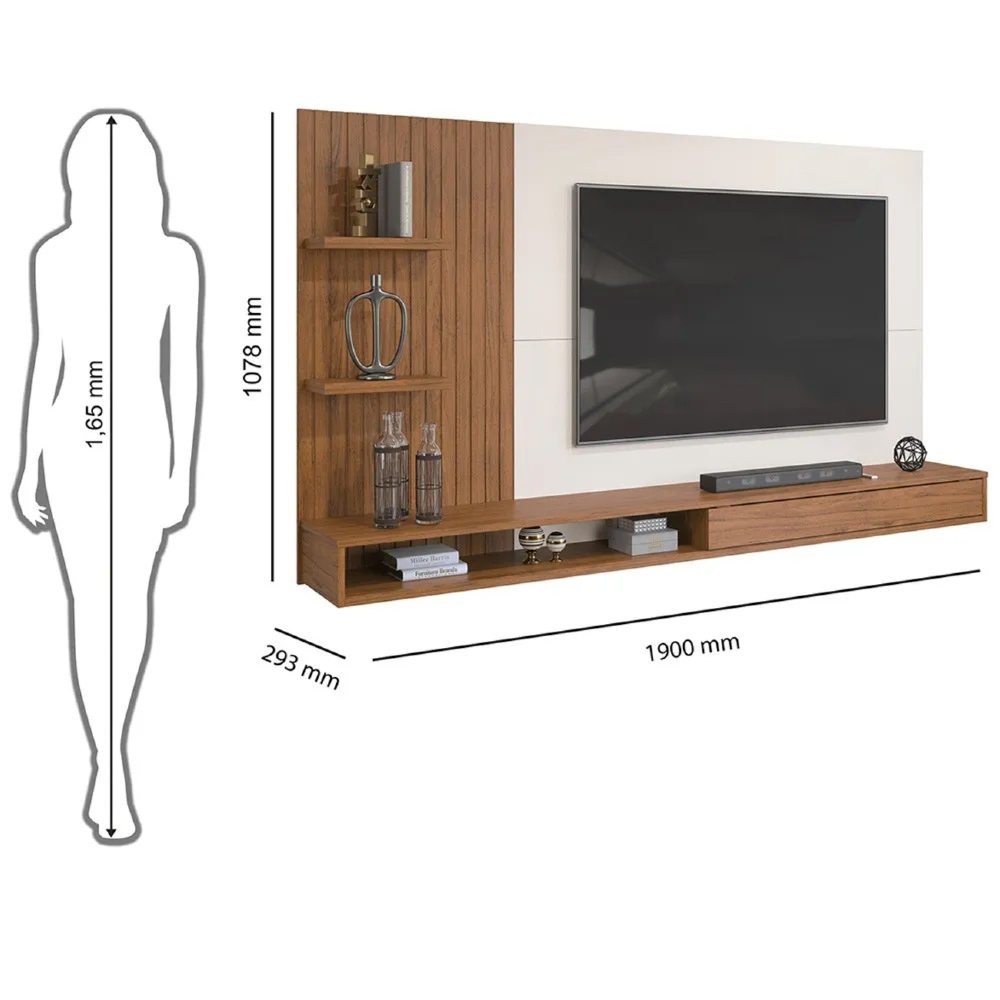 Painel Para Tv Até 60 Polegadas Bento D04 Freijó/Off White - Mpozenato