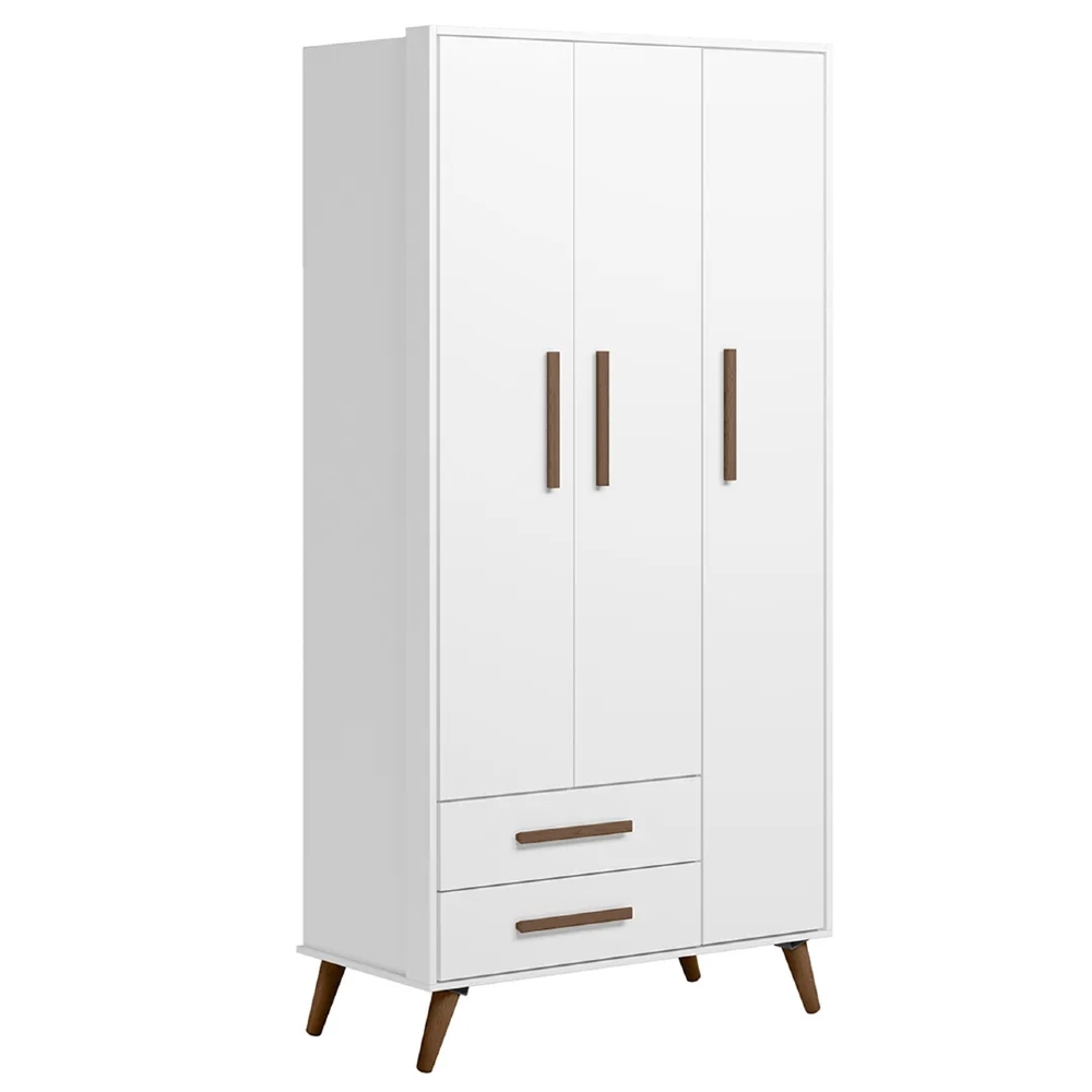 Quarto Infantil 3 Peças com Berço Q Encanto Retrô Branco - Qmovi