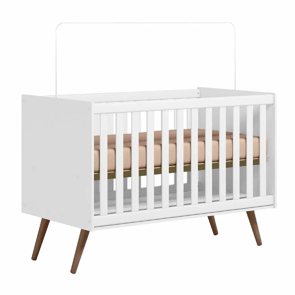 Quarto Infantil 3 Peças com Berço Q Encanto Retrô Branco - Qmovi