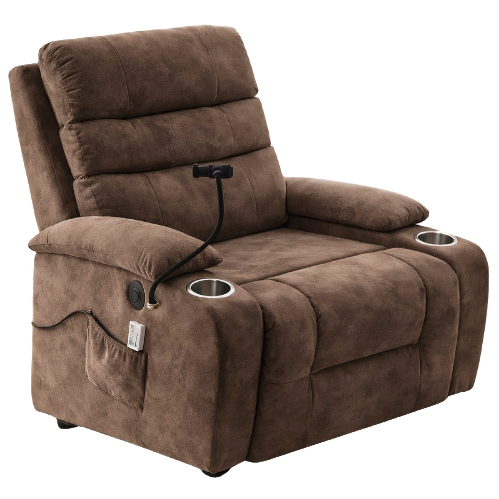 Poltrona Reclinável Elétrica Lift com Elevação Niara Linho Soft Marrom C01 - Mpozenato