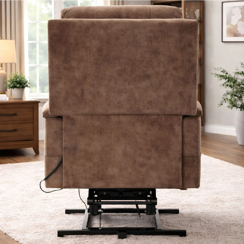 Poltrona Reclinável Elétrica Lift com Elevação Niara Linho Soft Marrom C01 - Mpozenato