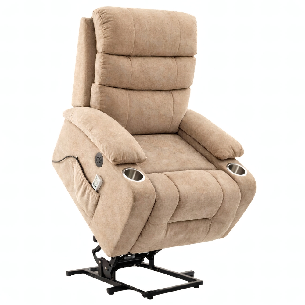 Poltrona Reclinável Elétrica Lift com Elevação Niara Linho Soft Bege C01 - Mpozenato