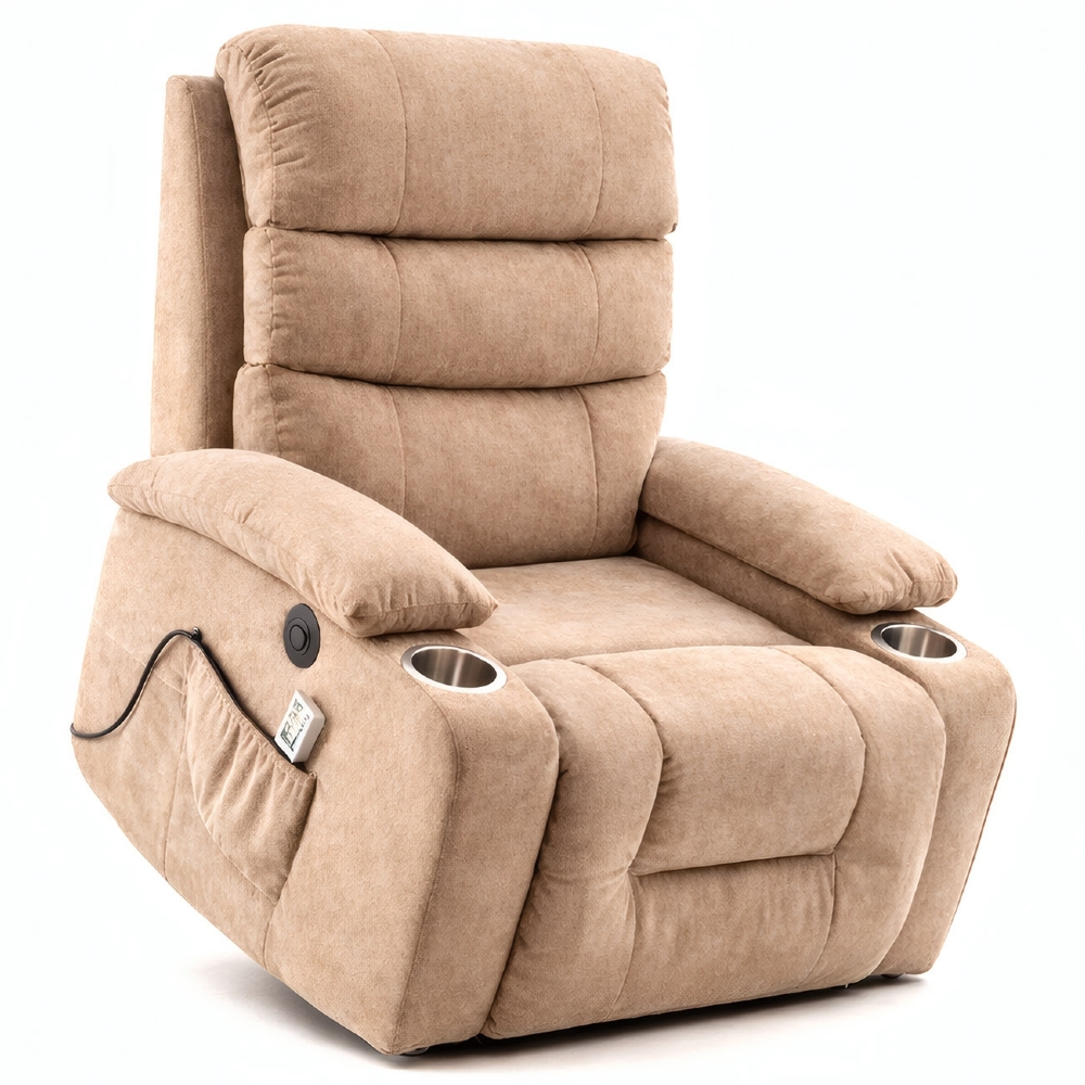 Poltrona Reclinável Elétrica Lift com Elevação Niara Linho Soft Bege C01 - Mpozenato