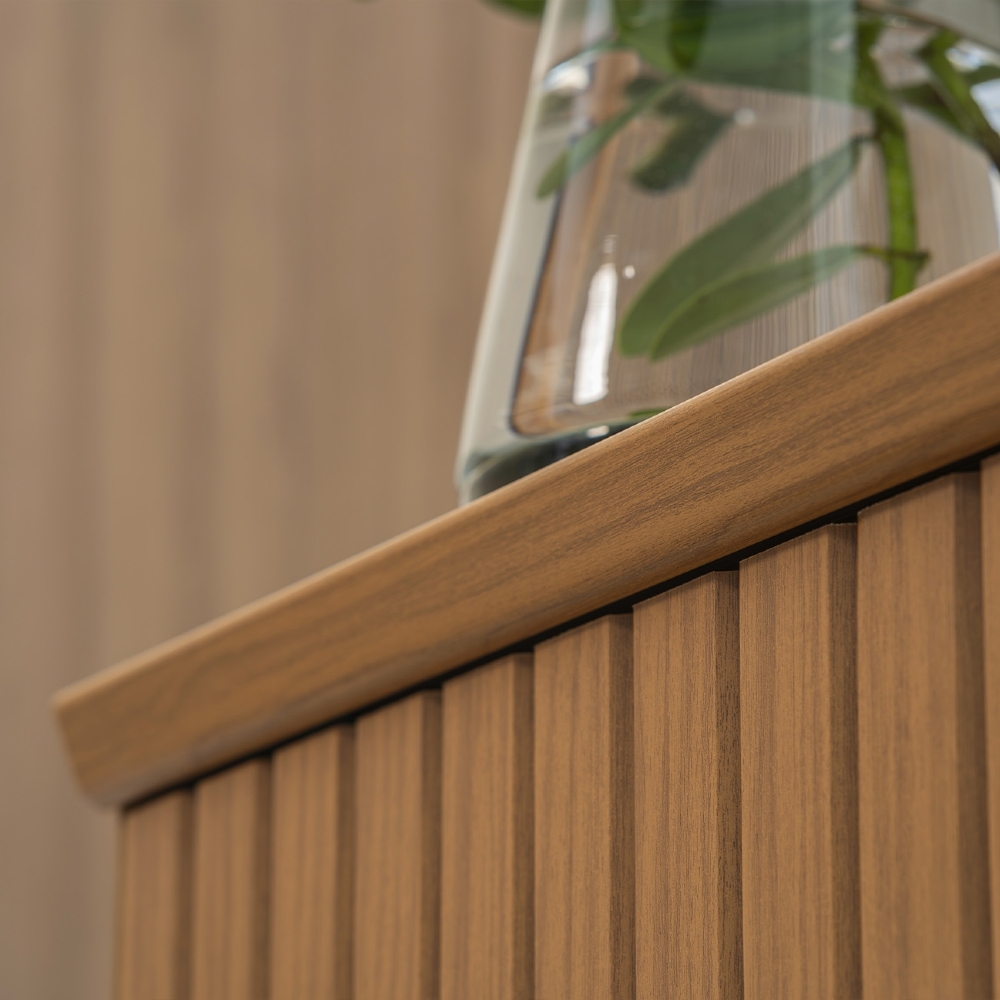 Estante Painel TV 75 Pol 180cm Ripado Hailey Canela/Off L06 - Mpozenato