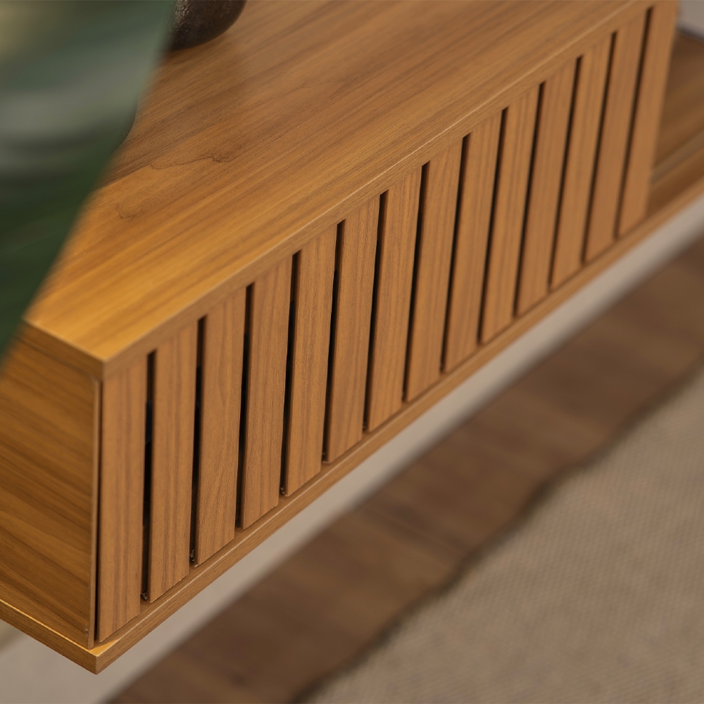 Painel TV 70 Pol 184cm Bancada Suspensa Kaori Canela/Off L06 - Mpozenato