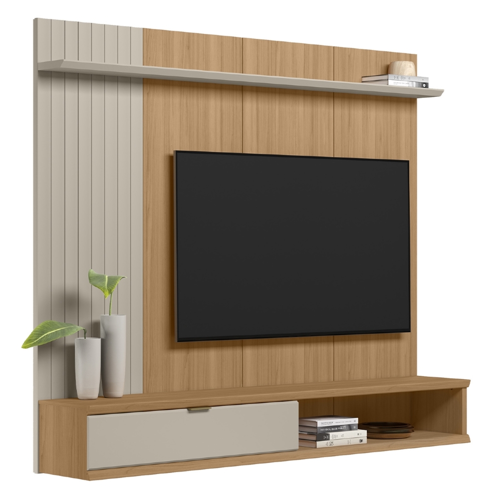 Painel TV 75 Pol 179cm Bancada Suspensa Aruba Jequitibá/Off L06 - Mpozenato