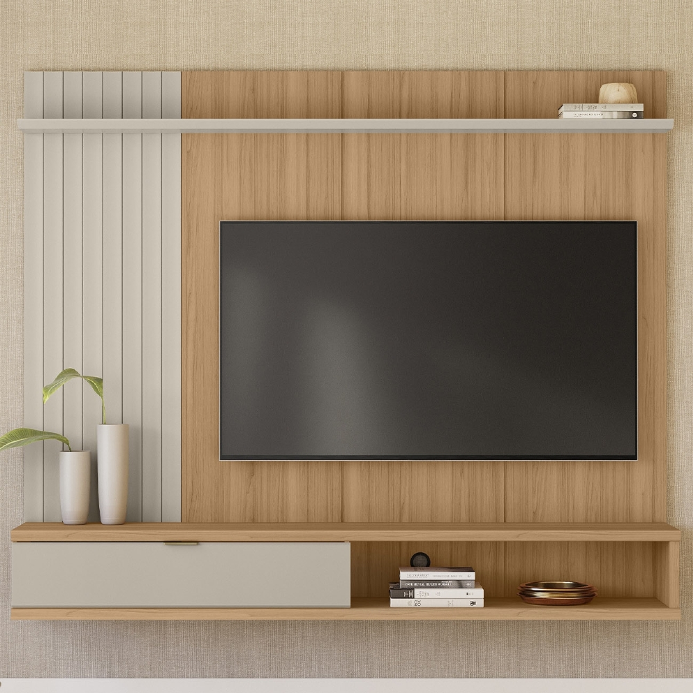 Painel TV 75 Pol 179cm Bancada Suspensa Aruba Jequitibá/Off L06 - Mpozenato