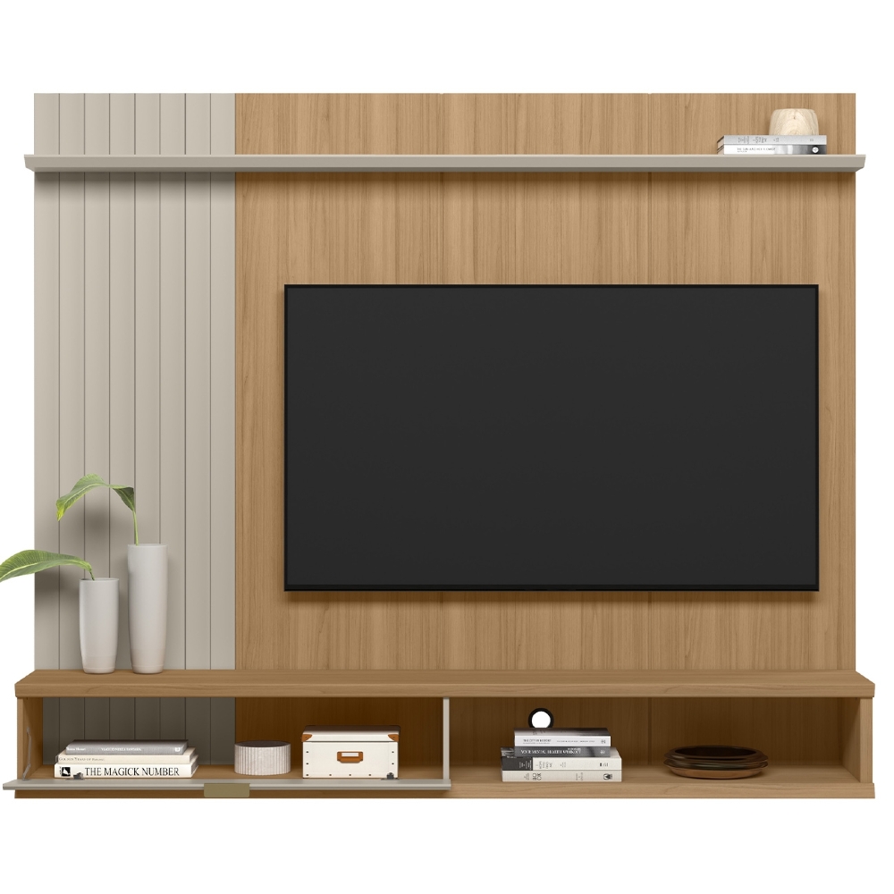 Painel TV 75 Pol 179cm Bancada Suspensa Aruba Jequitibá/Off L06 - Mpozenato