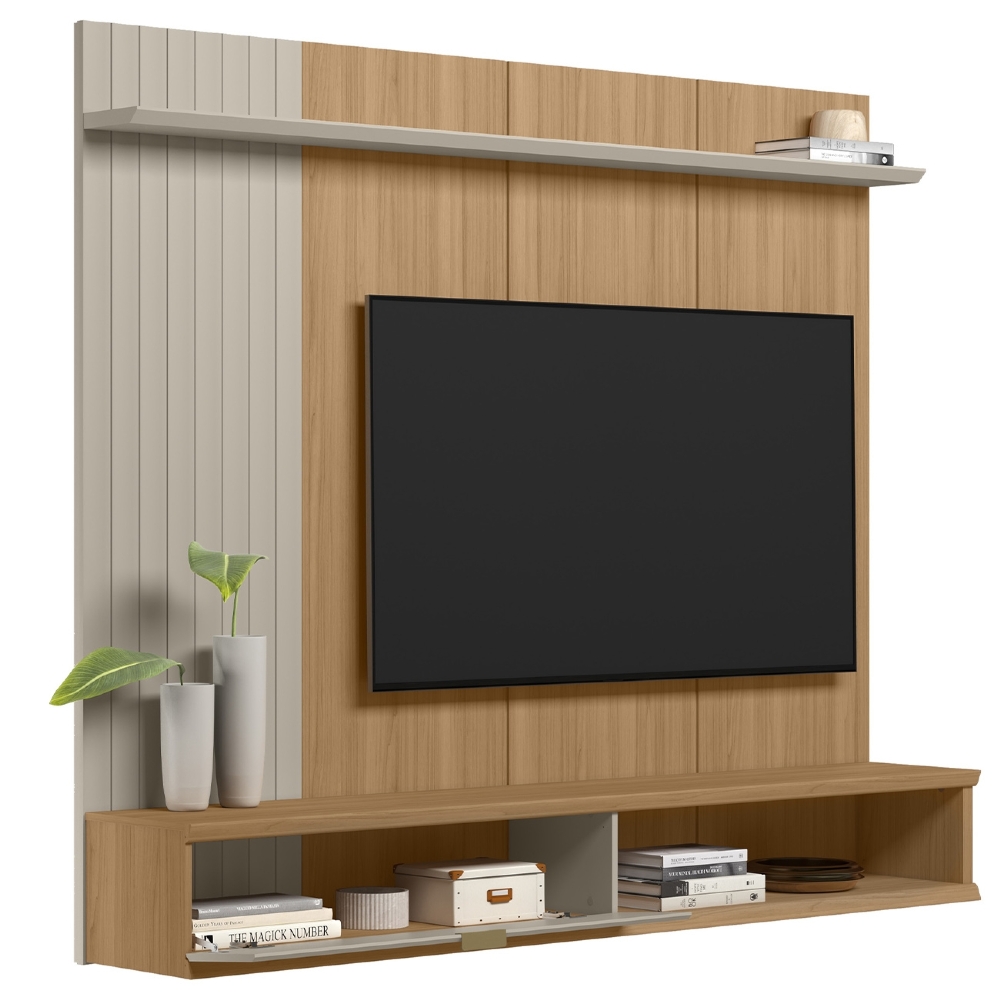 Painel TV 75 Pol 179cm Bancada Suspensa Aruba Jequitibá/Off L06 - Mpozenato