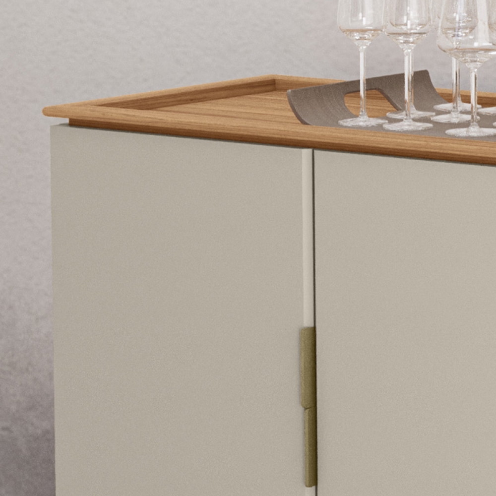 Buffet Aparador 160cm 4 Portas Pé Madeira Ozzy Canela/Off L06 - Mpozenato