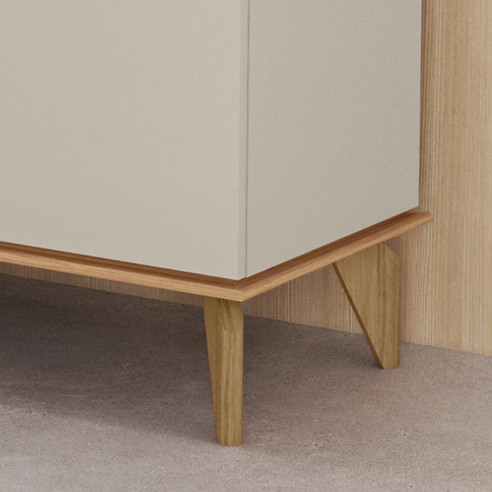 Buffet Aparador 160cm 4 Portas Pé Madeira Ozzy Canela/Off L06 - Mpozenato