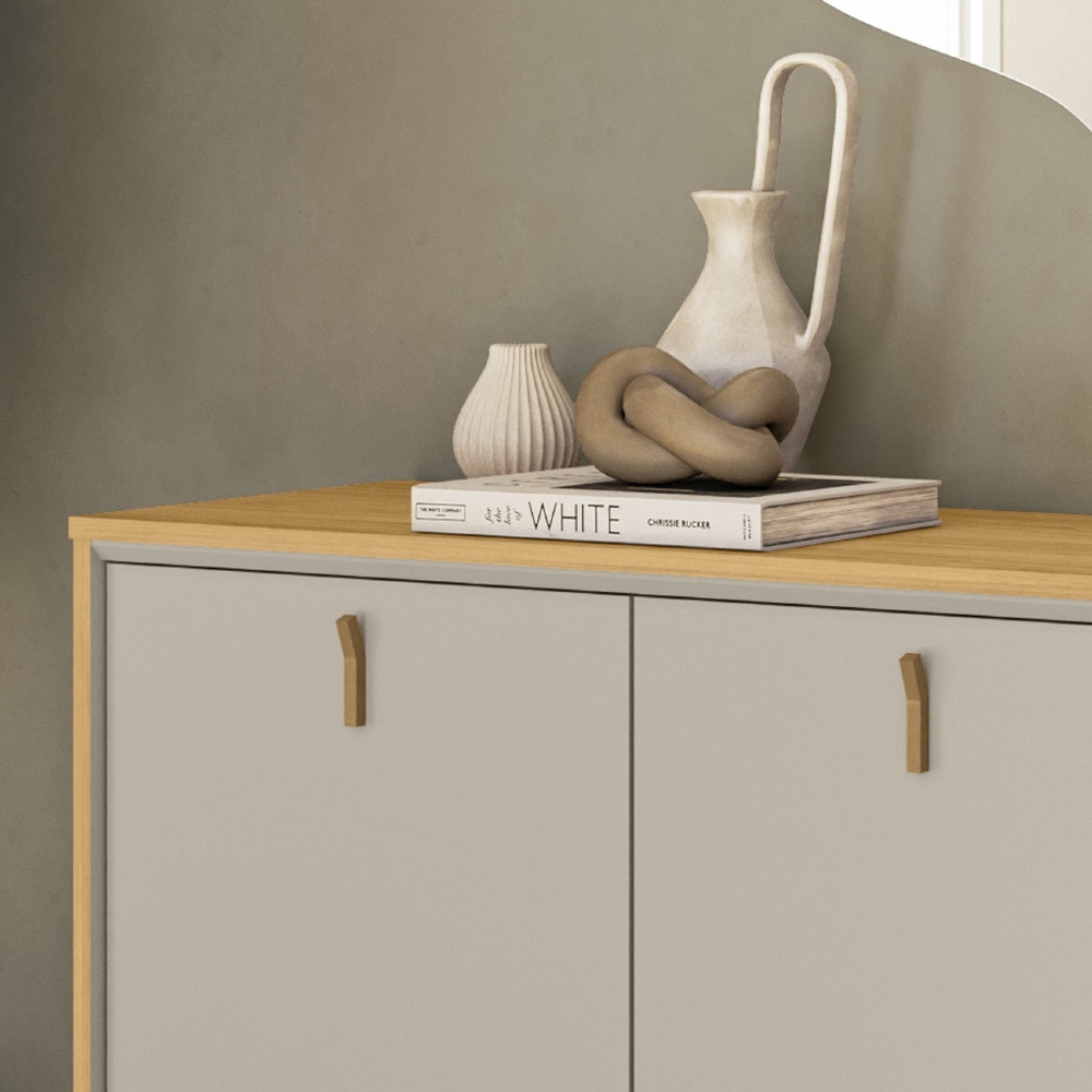 Buffet Aparador 136cm 3 Portas Pé Madeira Island Tauari/Off L06 - Mpozenato