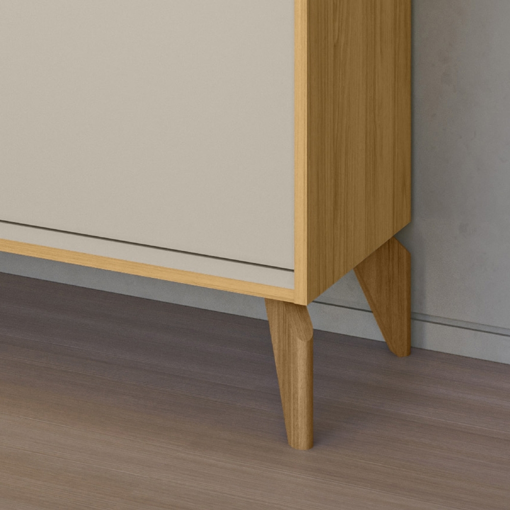 Buffet Aparador 136cm 3 Portas Pé Madeira Island Tauari/Off L06 - Mpozenato