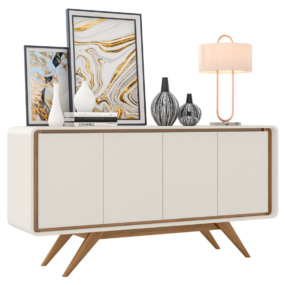Buffet Aparador 160cm 4 Portas Orgânico Cecy Off White Z56  - Mpozenato