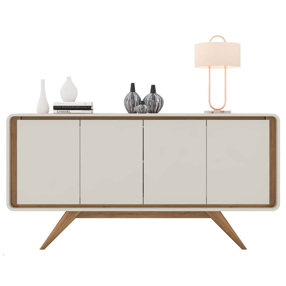 Buffet Aparador 160cm 4 Portas Orgânico Cecy Off White Z56  - Mpozenato