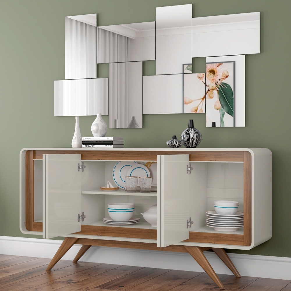 Buffet Aparador 160cm 4 Portas Orgânico Cecy Off White Z56  - Mpozenato