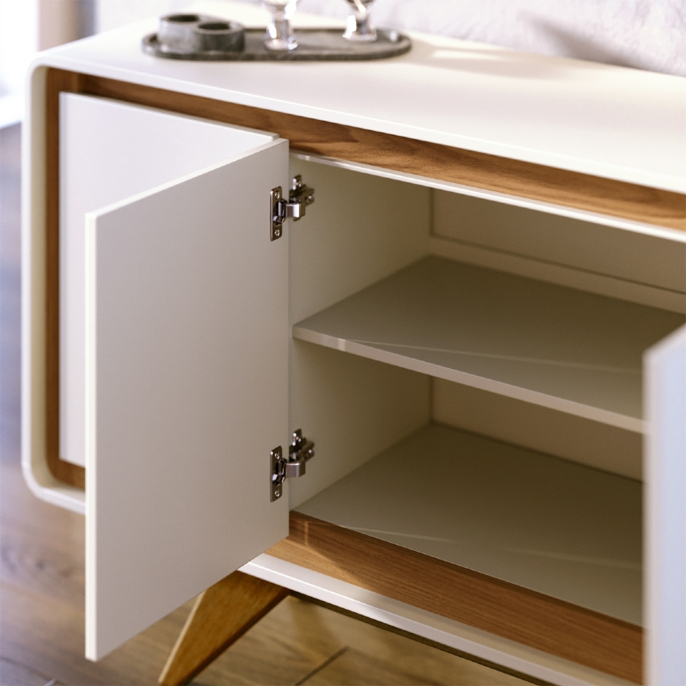 Buffet Aparador 160cm 4 Portas Orgânico Cecy Off White Z56  - Mpozenato