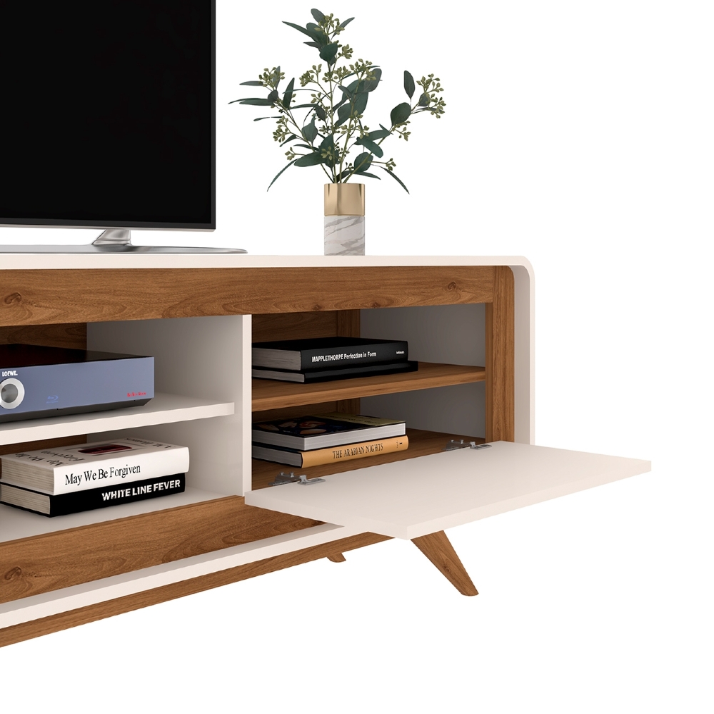 Rack TV 55 Pol 150cm Orgânico 2 Portas Cecy Off White Z56   - Mpozenato