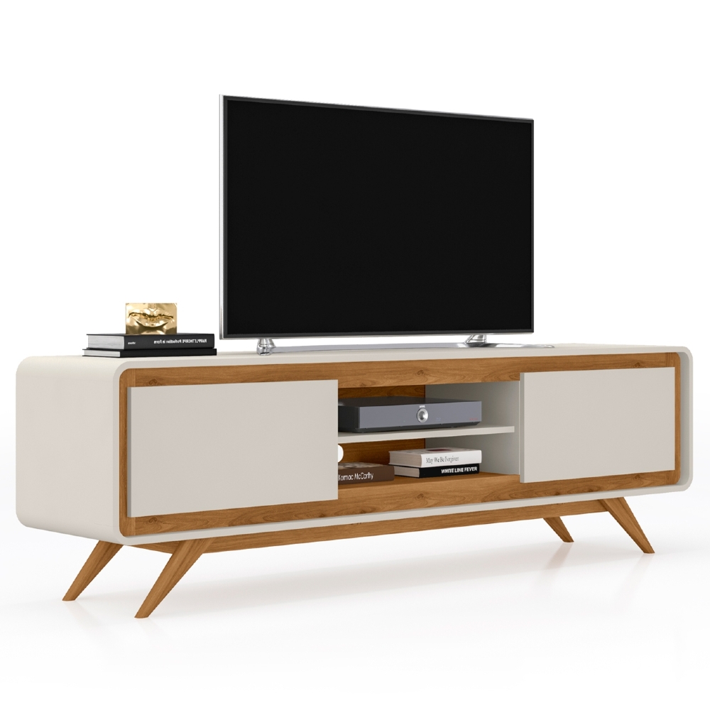 Rack TV 65 Pol 180cm Orgânico 2 Portas Cecy Off White Z56   - Mpozenato